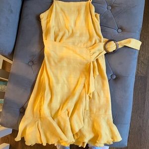 Yellow wrap mini dress
